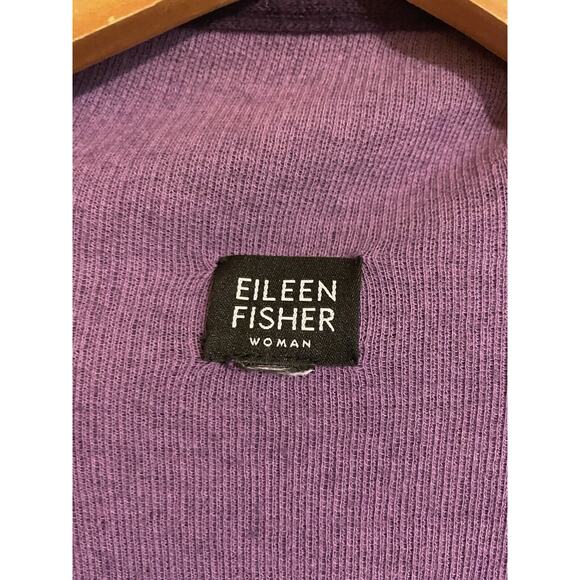 Eileen Fisher Two Tone Purple Lambs Wool & Cotton Blend Open Oversized Cardigan - Picture 4 of 15